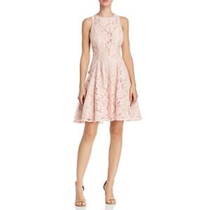 Avery G Sleeveless Lace Mini Fit Flare Halter Cocktail Party Dress Pink Size 10